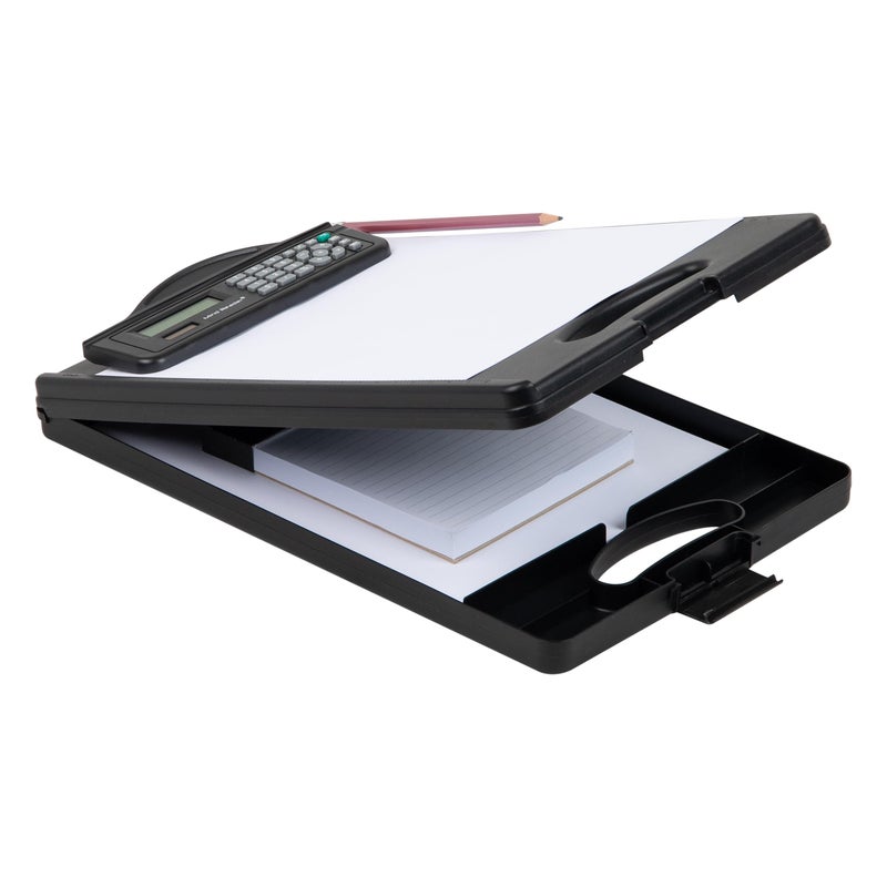 Mind Reader Clipboard with Storage and Calculator, Medical Clipboard, Nursing Clipboard, Plastic, 9.5"L x 15"W x 2.5"H, Black - Image 1